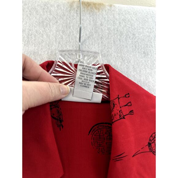 Soft Surroundings Small Tunic Top Pagoda Asian Wrap Button V Neck Red Black - Picture 9 of 9